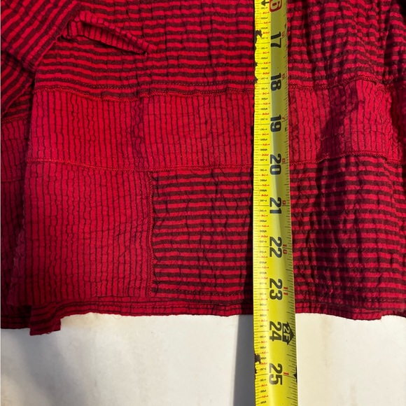 HABITAT TOP TUNIC RED BLACK PLAID HIGH LOW HEM SIZE M cotton crinkle boho - Picture 2 of 7